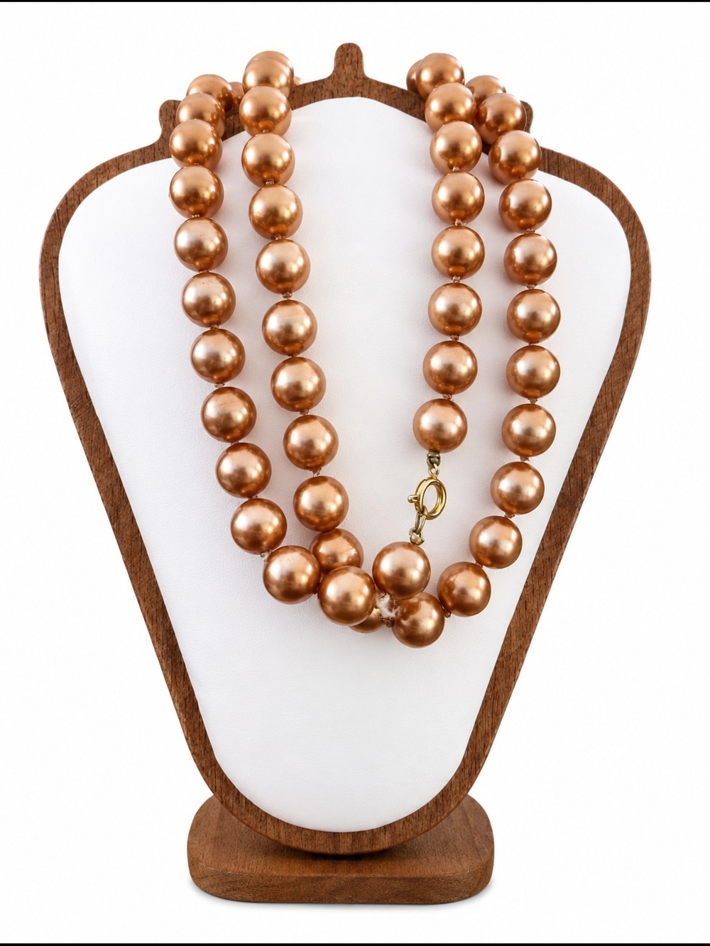 Elegant Copper Faux Pearl Bead Necklace - Women Jewelry 29 Inches